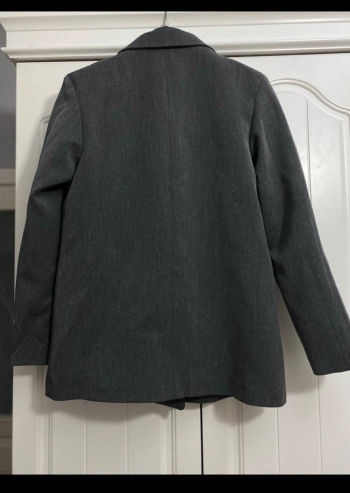 Düğmeli Gri Kadın Blazer Ceket - Görsel 2