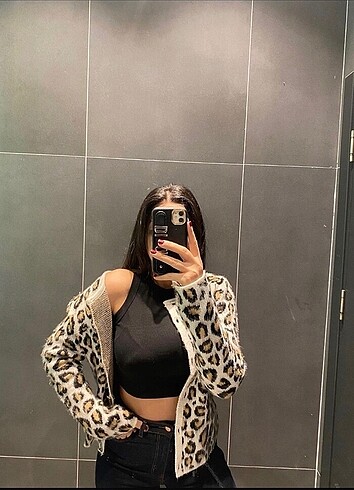 Leoparlı hırka