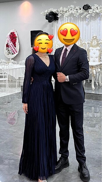 Lacivert şifon helen elbise