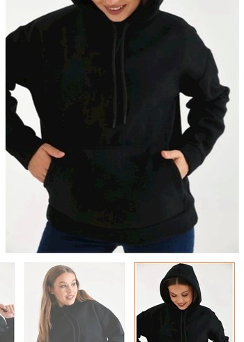 diğer Beden Siyah Kapüşonlu Kadın Sweatshirt
