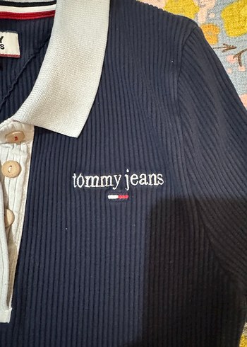 Tommy Hilfiger Tommy hilfiger Mavi Düğmeli Kadın Polo Tişört