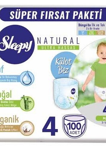 Sleepy Natural 4 numara 100 adet külot bez