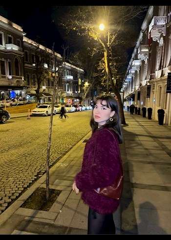 Bordo Midi Boy Suni Kürk Detaylı Kadın Kazak