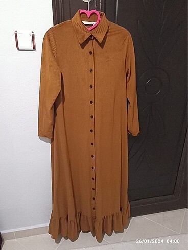 36 Beden kahverengi Renk Kadife elbise