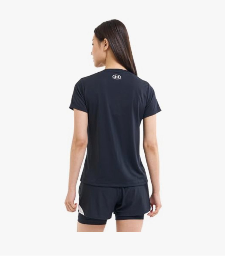 Kadın Siyah Kısa Kollu Spor Tişört - Görsel 3