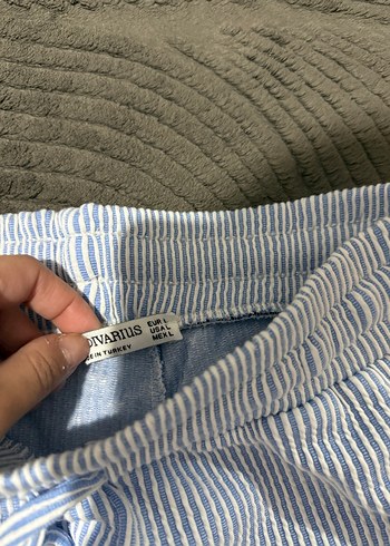 Stradivarius Çizgili Mavi Pantolon