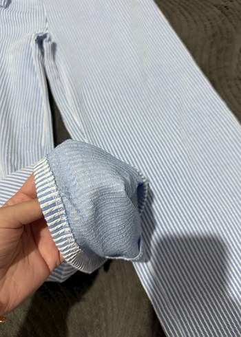 l Beden mavi Renk Çizgili Mavi Pantolon