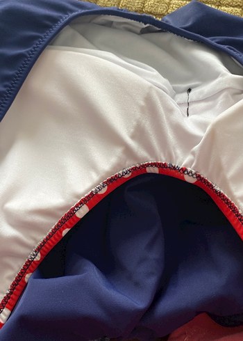 Kırmızı Puantiyeli Askılı Mavi Mayo - Görsel 4