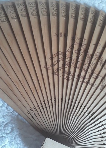 Bej Ahşap El Yelpazesi atlar figürlü - Görsel 12