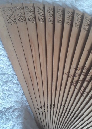 Bej Ahşap El Yelpazesi atlar figürlü - Görsel 13