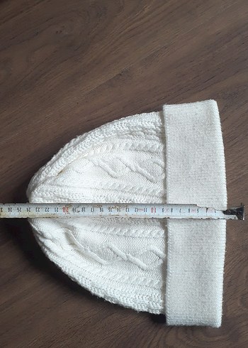 Beyaz Örgü Bere ve Saç Bandı Seti - Görsel 2