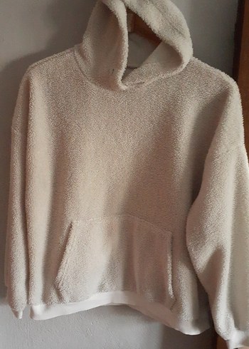 Bej Kapüşonlu Rahat Kadın Sweatshirt - Görsel 2