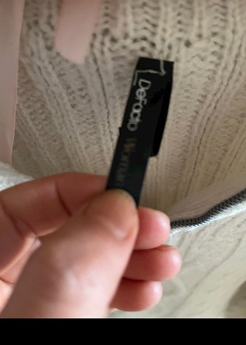 Örgü Bohem Beyaz Yarım Fermuarlı Kazak - Görsel 4