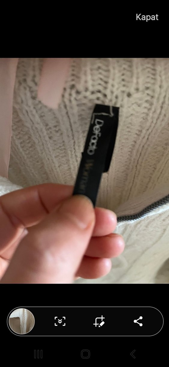 Örgü Bohem Beyaz Yarım Fermuarlı Kazak - Görsel 4