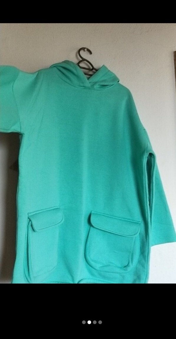 BUYUJ BEDEN SALAŞ.Turkuaz Kapüşonlu Kadın Sweatshirt - Görsel 2
