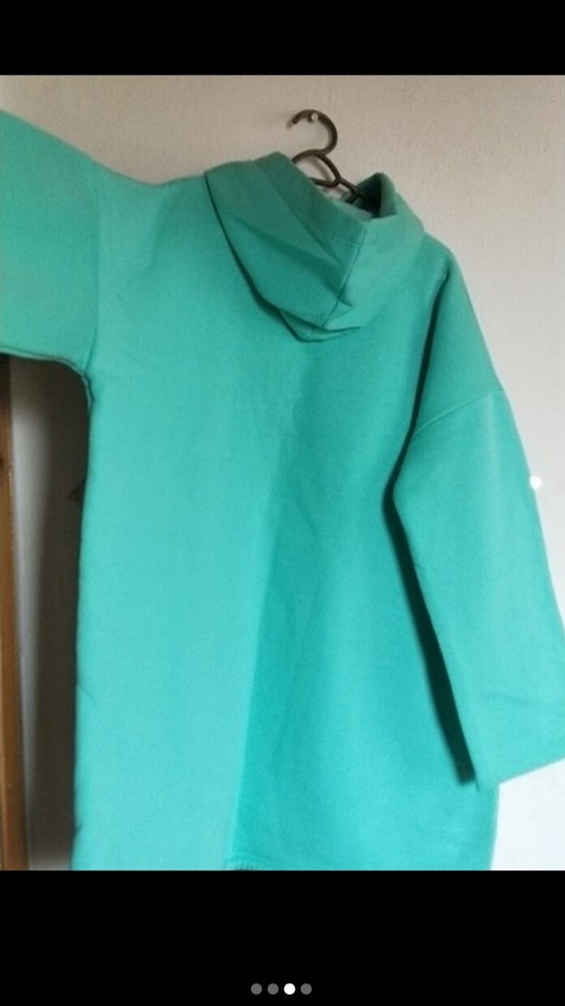 BUYUJ BEDEN SALAŞ.Turkuaz Kapüşonlu Kadın Sweatshirt - Görsel 3