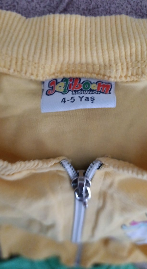 Sarı Fermuarlı Kız Sweatshirt - Görsel 4