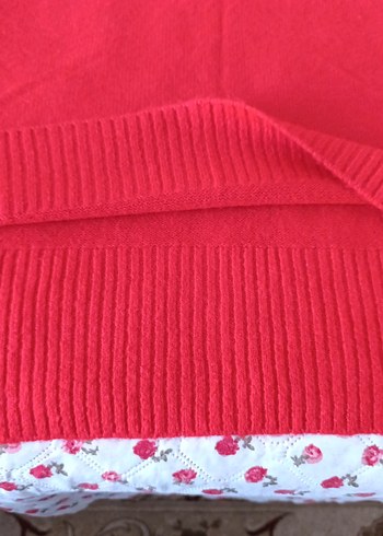 Kırmızı Örgü Kolsuz Salaş Kadın Kazak - Görsel 7