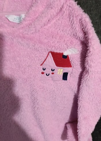 Kız Çocuk Kapüşonlu Pembe Nakışlı Sweatshirt - Görsel 4