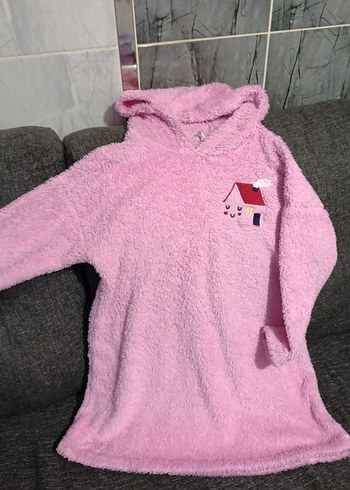 Kız Çocuk Kapüşonlu Pembe Nakışlı Sweatshirt - Görsel 2