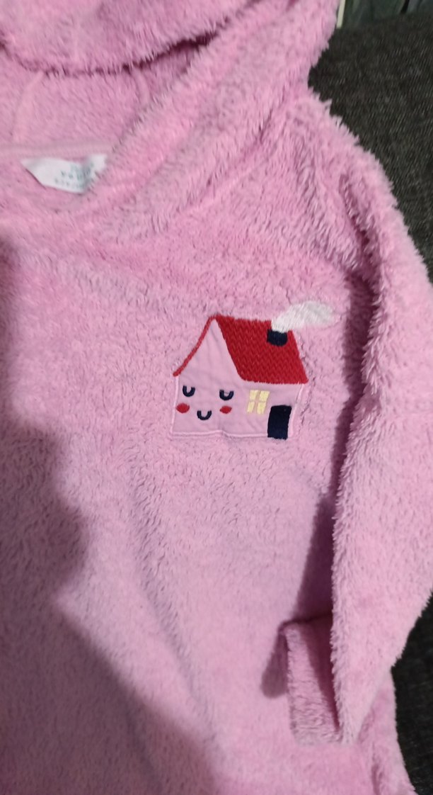 Kız Çocuk Kapüşonlu Pembe Nakışlı Sweatshirt - Görsel 4