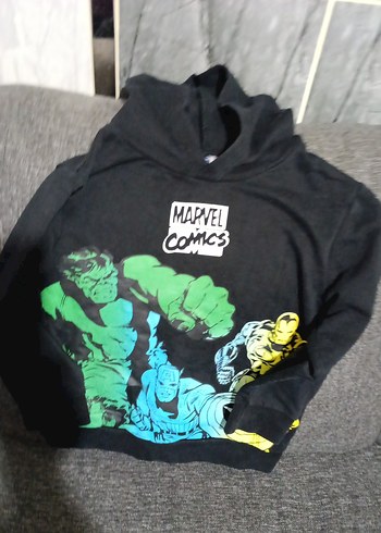 Marvel Baskılı Siyah Kapüşonlu Erkek Sweatshirt - Görsel 2