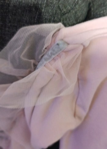 Pembe Kız Sweatshirt, Fırfırlı Kol Detaylı - Görsel 5