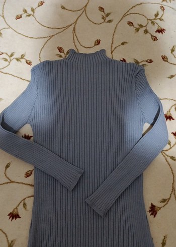 Gri Kadın Boğazlı Triko Kazak - Görsel 5