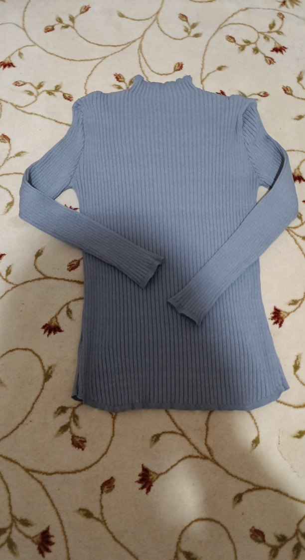 Gri Kadın Boğazlı Triko Kazak - Görsel 4