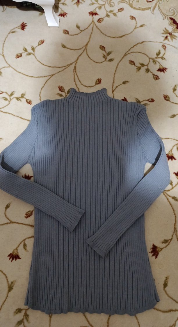 Gri Kadın Boğazlı Triko Kazak - Görsel 5