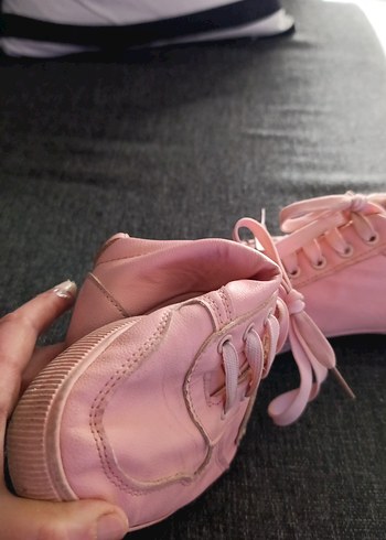 Pembe Bağcıklı Stiletto Topuklu Kadın Spor Ayakkabı - Görsel 4