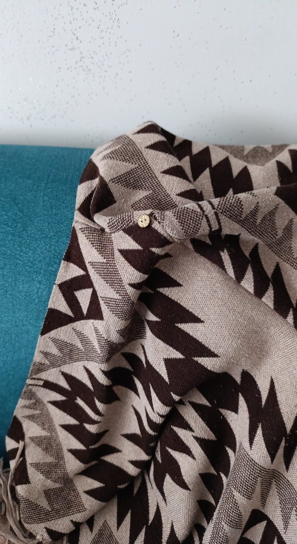 Bohem Tarz Uzun Kahverengi Desenli Hırka - Görsel 5