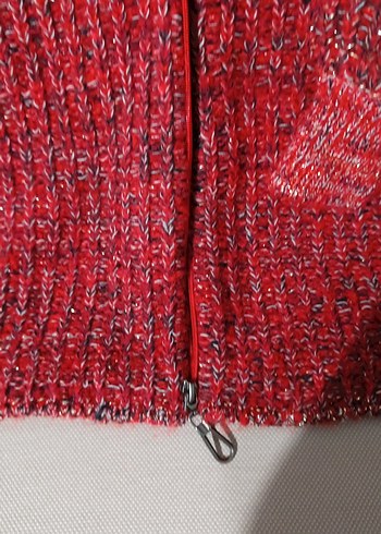 Uzun Kollu Kırmızı Örgü Kadın Kazak - Görsel 5
