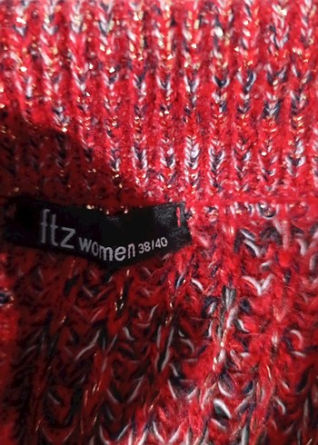 Uzun Kollu Kırmızı Örgü Kadın Kazak - Görsel 6