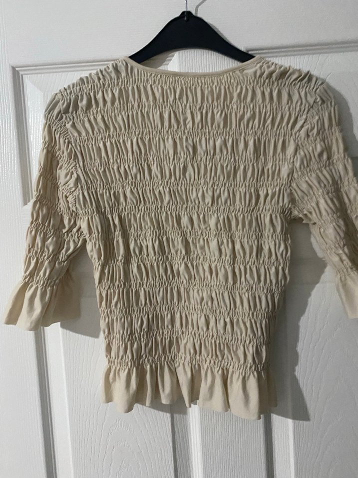 Bej Örgü Detaylı Uzun Kollu Kadın Bluz - Görsel 3