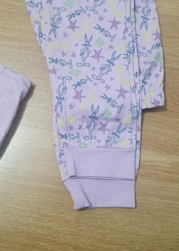 DeFacto Kız Çocuk Mor Baskılı Pamuklu Pijama Takımı - Görsel 4