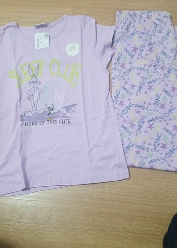 DeFacto Kız Çocuk Mor Baskılı Pamuklu Pijama Takımı - Görsel 3