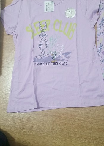 DeFacto Kız Çocuk Mor Baskılı Pamuklu Pijama Takımı - Görsel 2