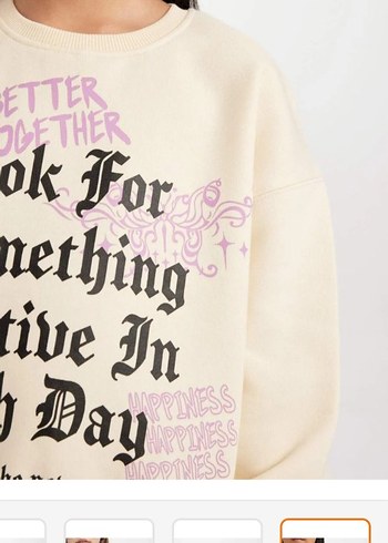 DeFacto Kızlar için Bej Baskılı Pamuklu Sweatshirt - Görsel 5
