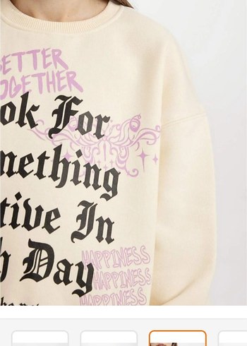 DeFacto Kızlar için Bej Baskılı Pamuklu Sweatshirt - Görsel 3