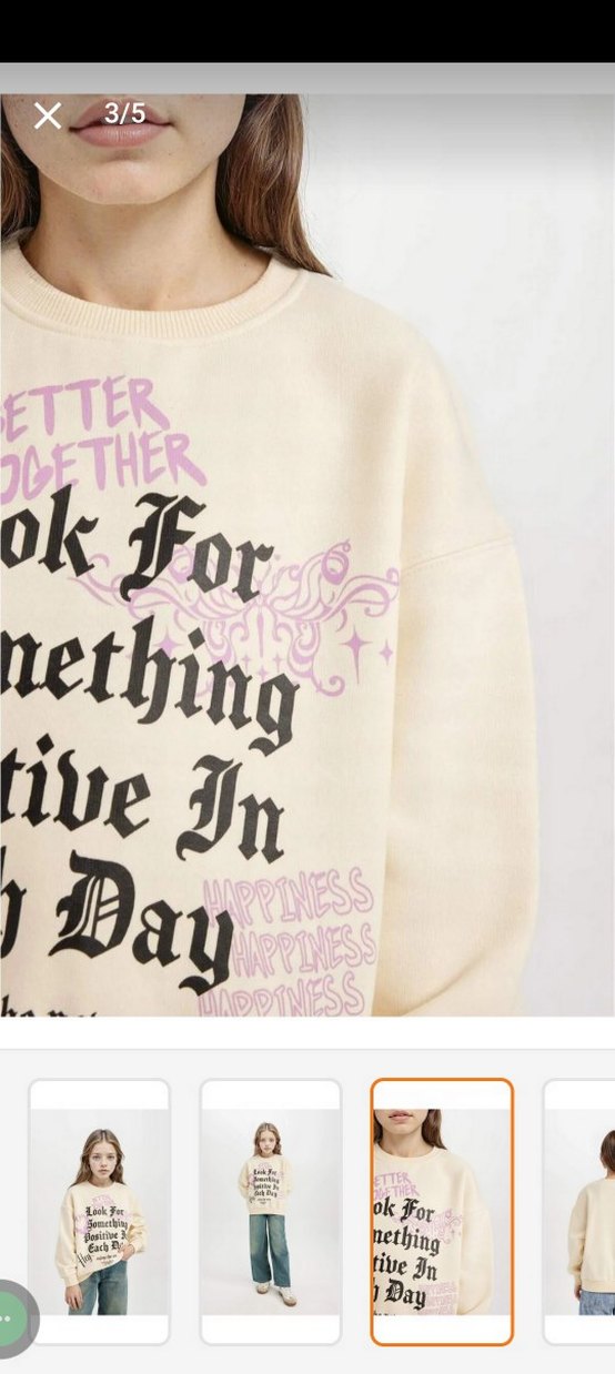 DeFacto Kızlar için Bej Baskılı Pamuklu Sweatshirt - Görsel 3