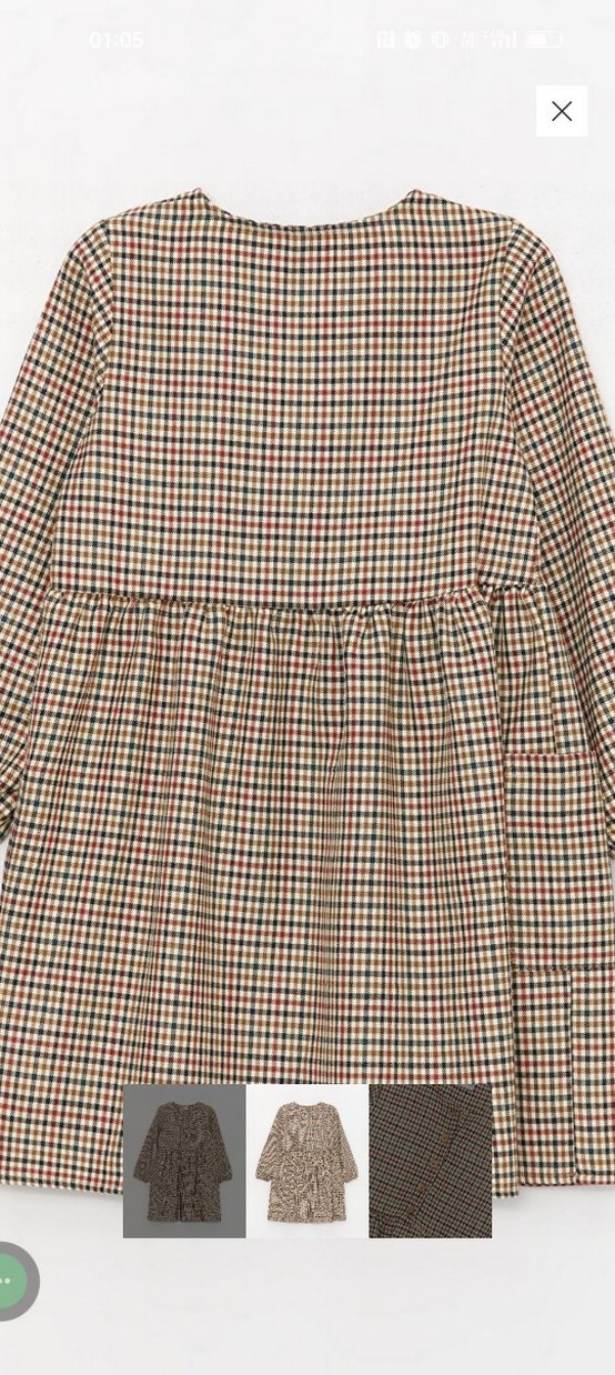 LC Waikiki Kız Çocuk Düğmeli Kareli Uzun Kollu Elbise - Görsel 2