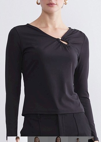 LC Waikiki V Yaka Siyah Kadın Bluz - Görsel 2