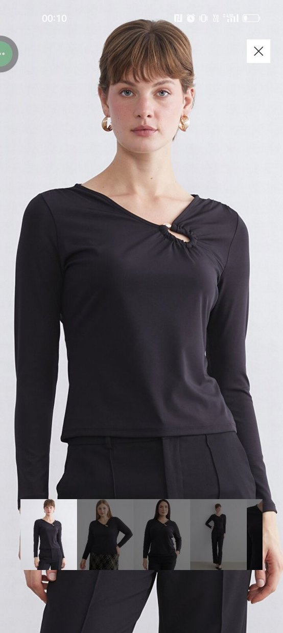 LC Waikiki V Yaka Siyah Kadın Bluz - Görsel 2