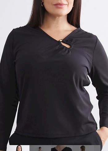 LC Waikiki V Yaka Siyah Kadın Bluz - Görsel 2