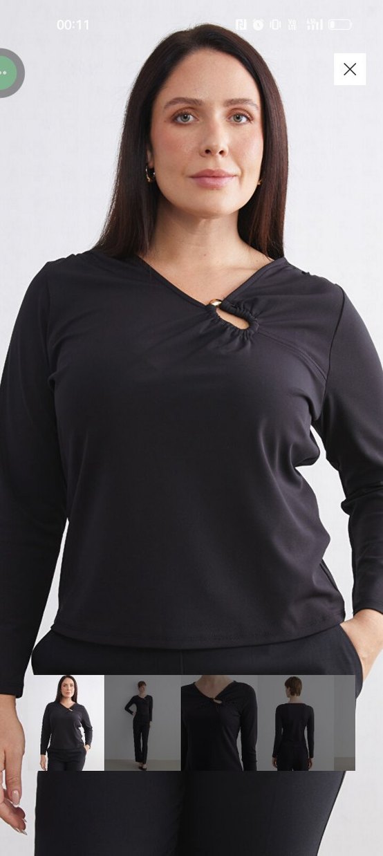 LC Waikiki V Yaka Siyah Kadın Bluz - Görsel 2