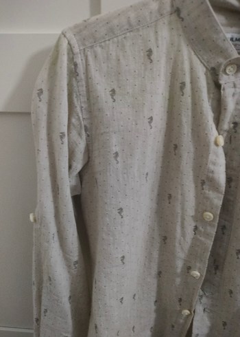 Bej Erkek Çocuk Keten Gömlek - Görsel 3