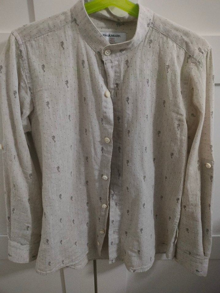 Bej Erkek Çocuk Keten Gömlek - Görsel 2