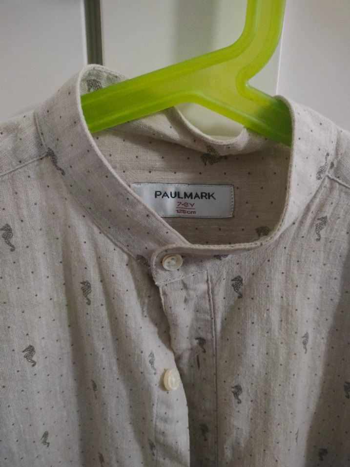 Bej Erkek Çocuk Keten Gömlek - Görsel 4