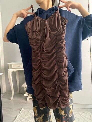 H&M Hm mini kahverengi elbise